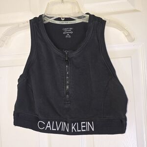 Calvin Klein Black Womens Performance‎ 1/2 Zip Crop Top L